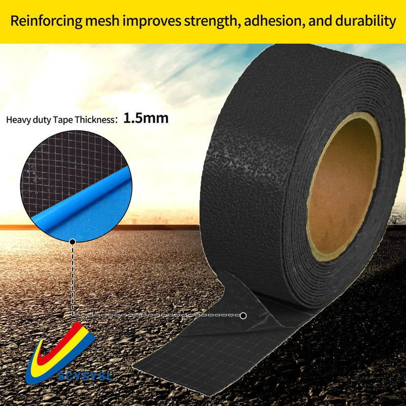 Pavement Marking Tape Slip-Resistant and Durable, Heavy-Duty Rubber Base for Outdoor Applications, Perfect for Driveways, Walkways, and Parking Areas (Black, 2 Inch X 18 Feet) Black