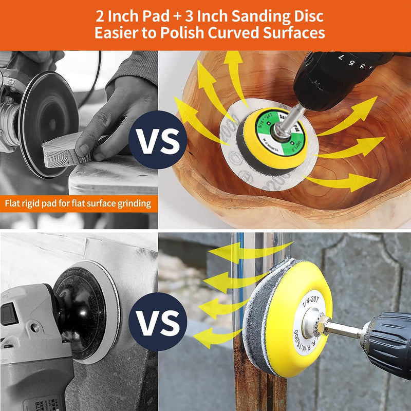 [Australia - AusPower] - 279 Pcs 1/4" Shank Backing Plates Multi Tool Sanding Discs Set for Drill Grinder Rotary Tools Attachment with 2 Pcs 1/4" Shank Backing Plates Sanding Pads Including 80-3000 Grit 