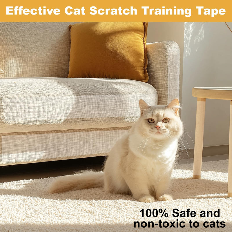 Anti Cat Scratch Tape 4 Inches x 30 Yards Pet Training Tape, Transparent Furniture Protector, Double Sided Cat & Dog Scratch Deterrent for Couch, Doors and Walls