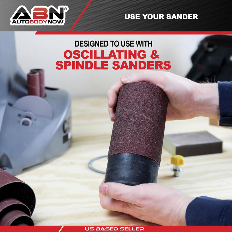 [Australia - AusPower] - ABN Aluminum Oxide Spindle Sanding Sleeves 18-Pack – 4.5in Length, Assorted 80 120 240 Grit, 1/2in to 3in Sandpaper 