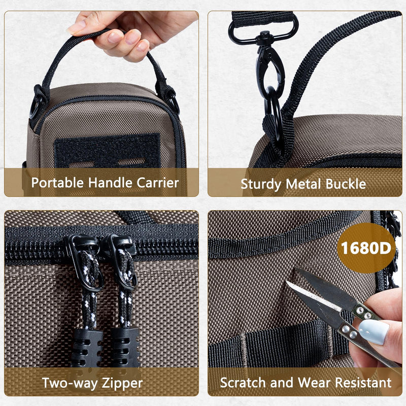Heavy Duty Small Tool Bags for Men with Carabiner,Tactical Tool Pouch Bag,Portable Utility Tools Storage Organizer Case with Shoulder Strap for EDC,Motorcycle,Camping, Road Trip, Electricians Grey