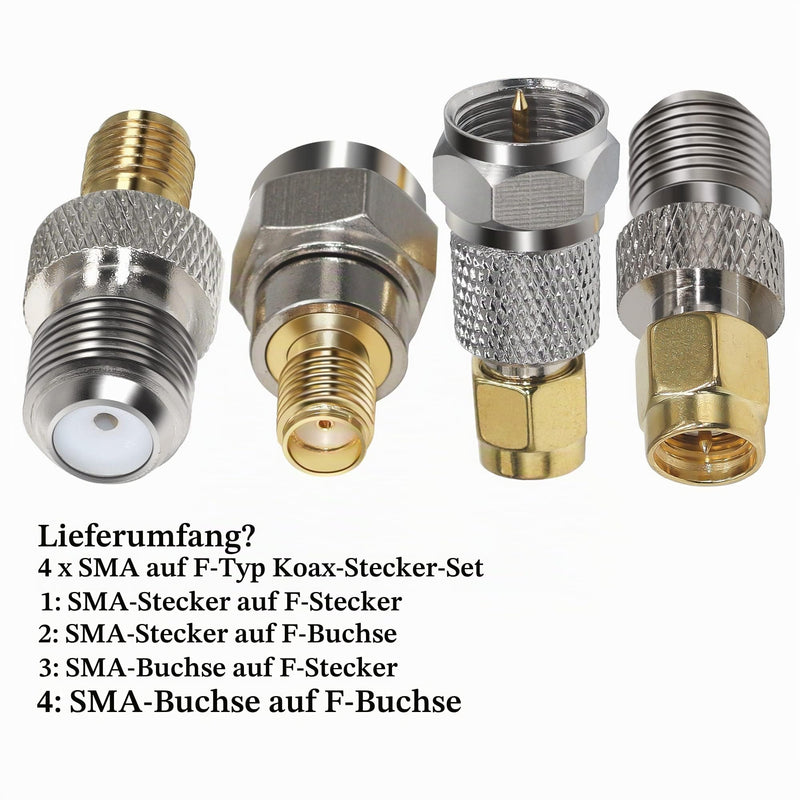 TUOLNK 4pcs F Type to SMA Adpter, F to SMA Cable Genger Changer Coaxial Adapter Kit RF SMA F Connector for Antennas Broadcast Radio TV Camera WiFi