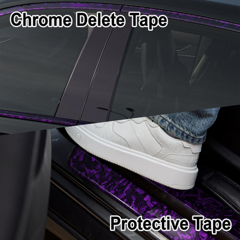 Lypumso Gloss Forged Carbon Fiber Vinyl Wrap Tape 6" x 20ft - with Tool Kit for Chrome Delete, Door Sill Protector, Car Trim Blackout DIY Auto Detailing (Purple) Purple 6inch x 20ft