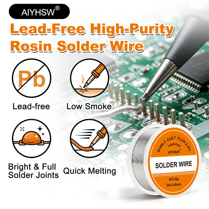 Lead-Free Soldering Wire 1.0 mm 20 g, Solder with Flux Soldering | 99.3 Cu0.7, Electronic Solder Wire Rosin Core for the Repair and DIY of Electronic Electrical Soldering Components 1.0 Mm.