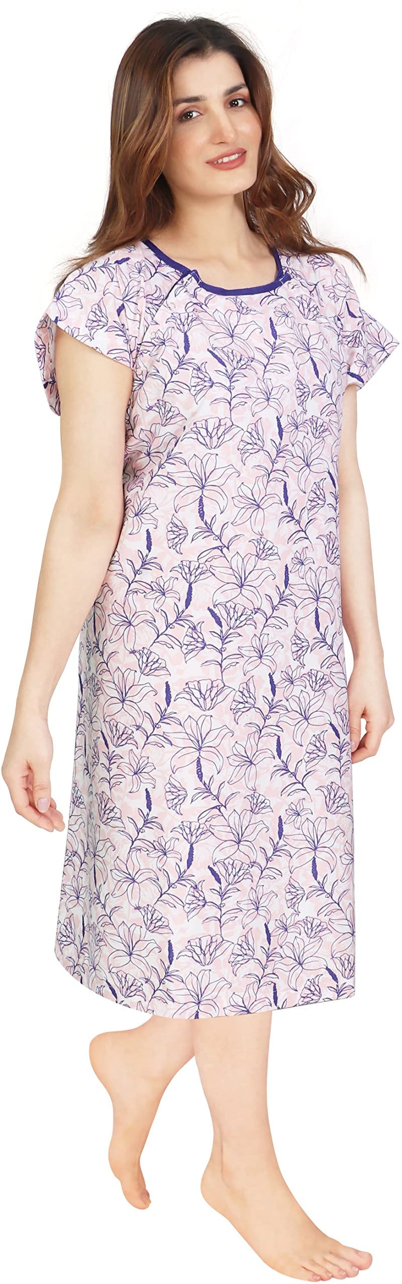 [Australia - AusPower] - NY Threads Women's Hospital Gown Soft and Stylish Patient Gown Small-Medium Vines - Pink 