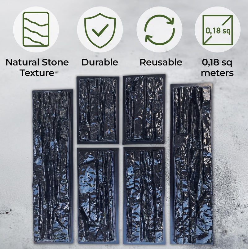 7 pcs ABS 2mm Flagstone Limestone Natural Stone Mold Plastic Cement Molds Cement Wall Mould Concrete Tile Brick DIY Forms - De Pared Moldes para Cemento Rock Molds for Concrete Prensa 7 pcs Brick Molds