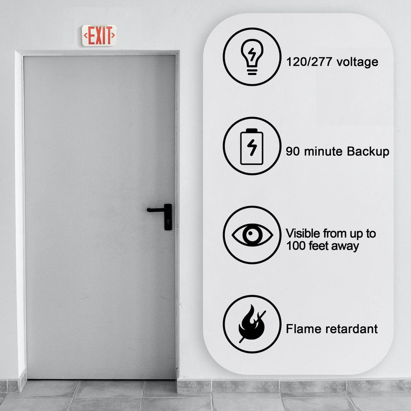 Ciata Led Emergency Exit Sign with Battery Backup - Emergency Fire Exit Lights, Light up Exit Sign, Lighted Exit Signs, Exit Signs for Business, Neon Exit Light, Single and Double-Sided, Red, 1 Pack