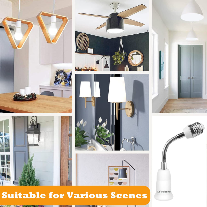 [Australia - AusPower] - Light Bulb Extender Socket (2-Pack), 19 CM/7.5 Inch Bulb Socket Extension, 360° Bendable Adjustable Standard E26/E27 Bulb Screw Base Extender Adapter E26/E27 Light Socket Adapter 