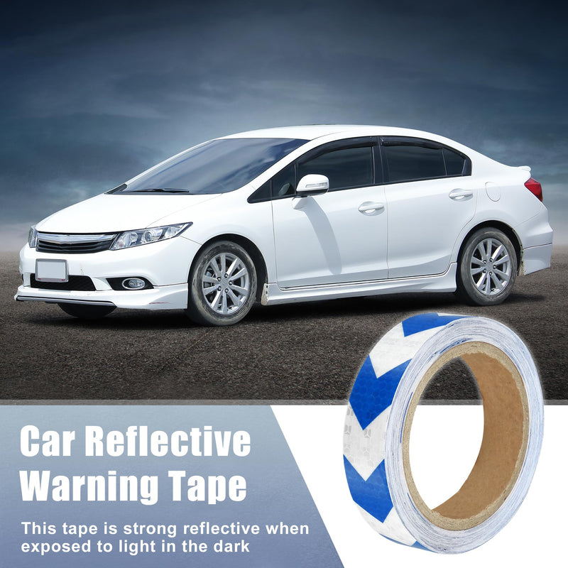 ACROPIX Universal 2.5cmx9m Blue and White Arrow Car Reflective Stickers Reflective Tape Safety Warning Reflective Protector - Pack of 1