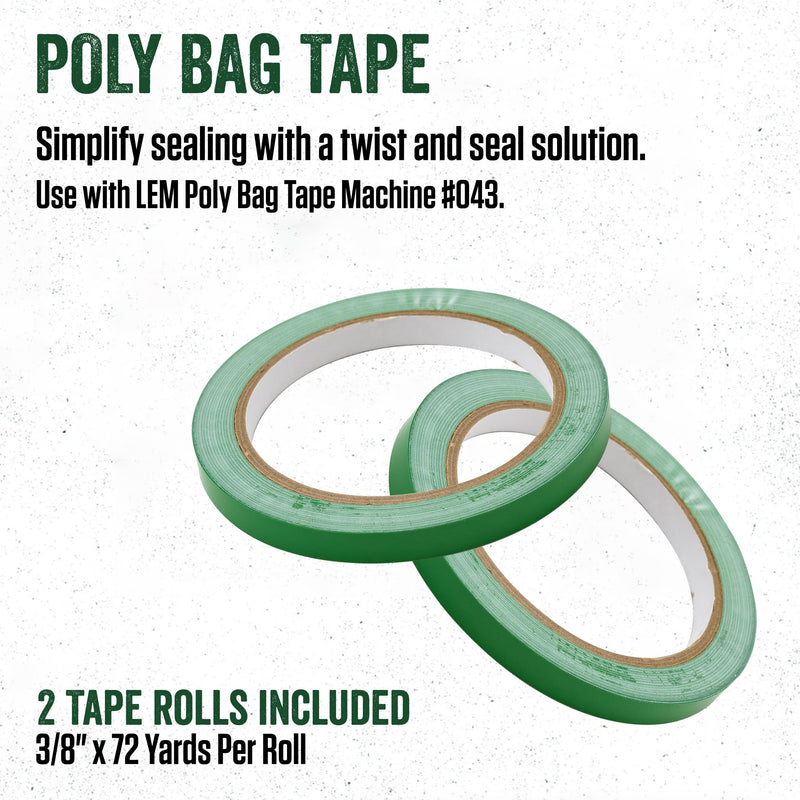 LEM Products Poly Bag Tape, 72 Yards Per Roll, 2 Count Large