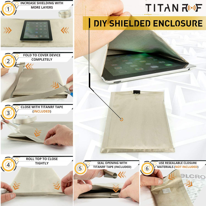 [Australia - AusPower] - Mission Darkness TitanRF Faraday Fabric Kit 1 Yard // 44" W x 36" L Fabric + 36" L Tape Military Grade Conductive Nickel Copper Polyester Material Blocks RF Signals WiFi Cell Bluetooth RFID EMF 1 Yard (44in W x 36in L) 