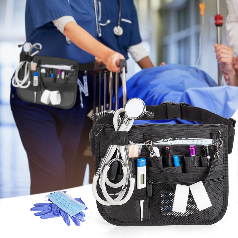 [Australia - AusPower] - Damero Nurse Fanny Pack, Nurse Waist Bag with Tape Holder, Nurse Tool Belt for Stethoscopes, Bandage Scissors and Other Medical Supplies, Black 