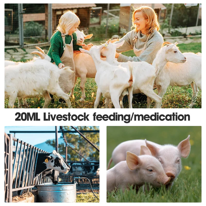 [Australia - AusPower] - 2Pcs 20ML Reusable Syringe for Goat,Goats Syringe with Adjustable Dosage Detachable Function,Syringe Drench with Nozzle for Sheep,Pig,Cattle,Dog 