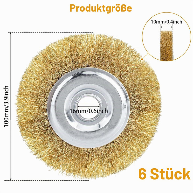 Herbst Pack of 6 Joint Brushes, 110 x 16 mm, Round Weed Brush, Compatible with Gloria | Multibrush and other wire brushes, weedbrush accessories, replacement brush 6 pieces.
