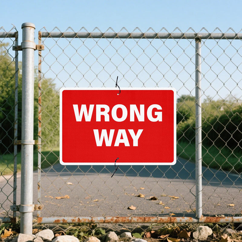 2 Pack Wrong Way Signs 18 x 12 Inch Reflective Aluminum Traffic Signs Rust-Free Weatherproof Wrong Way Signage for Highway Off-Ramps One-Way Streets Parking Lots Warehouses