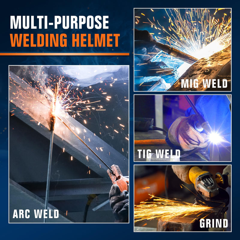 TRQWH Welding Hood Auto Darkening Welding Helmet with Light True Color 1/1/1/2 Top Optical Clarity Wide Shade 9-13 Welding Mask with Grinding Weld Helmet (TRQ-HD01) KTS-HD01