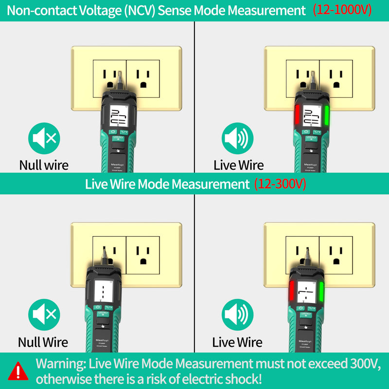 [Australia - AusPower] - Non Contact Voltage Tester, Electrical Tester Pen, AC Voltage, Live/Null Wire Tester, Light Bulb Tester Tools with LCD Backlight Display, Buzzer Alarm, Flashlight,Wire Breakpoint Finder 