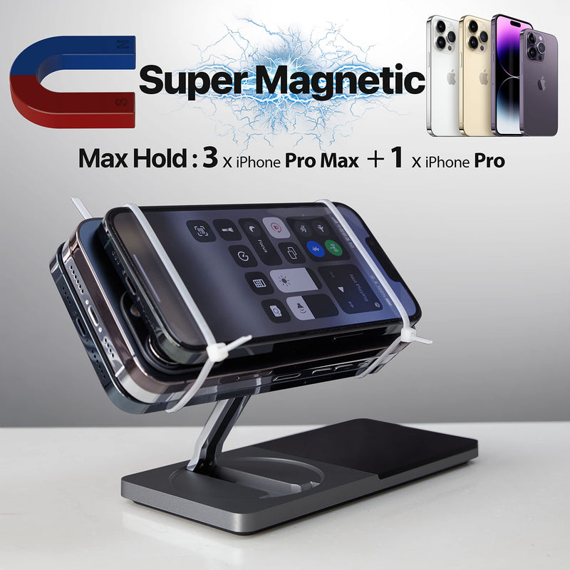 [Australia - AusPower] - Mag-Safe Charger Stand for iPhone， Wireless Charger Stand for Apple Products, 2 in 1 Magnetic Charging Station for iPhone 15/14/13/12 Series, Airpods 3/2/Pro with Adapter (Black) black 