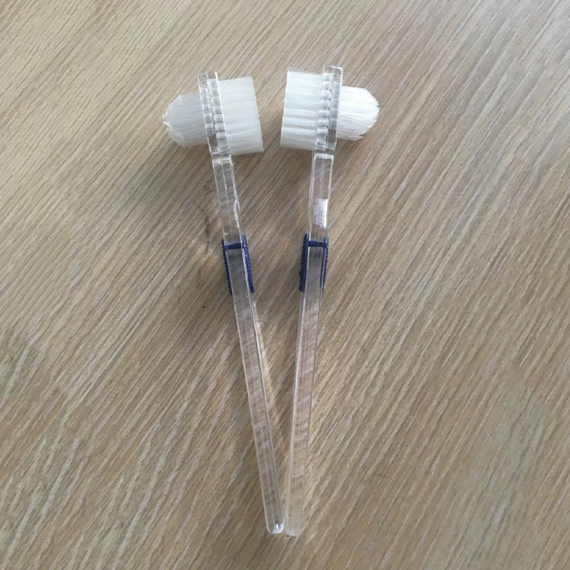 [Australia - AusPower] - ROSENICE Toothbrush for Dentures, One Instrument for Third Teeth Cleaning, Double Sided Toothbrush Pack of 3 