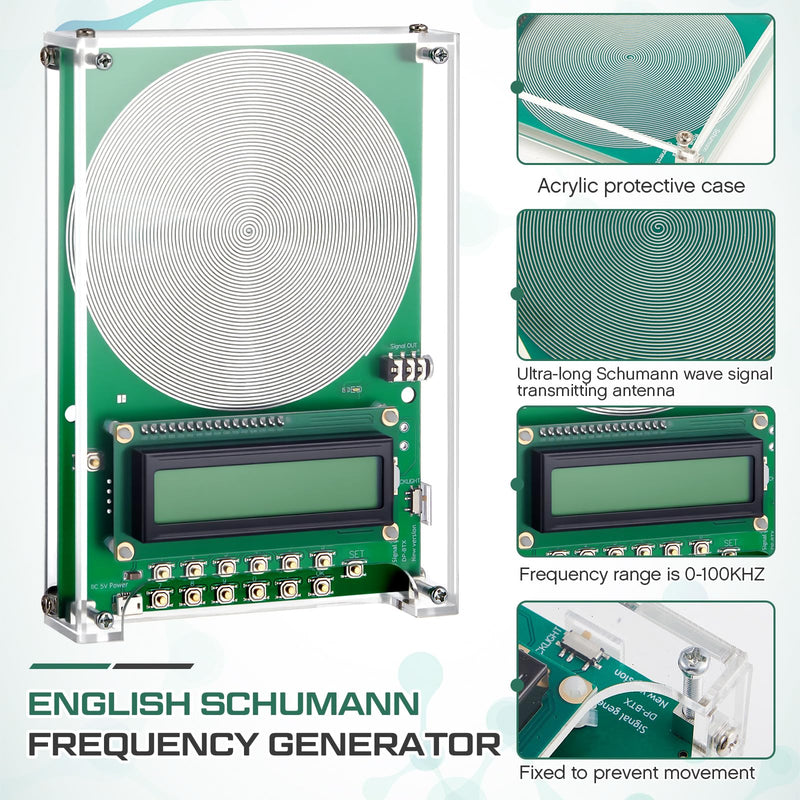 [Australia - AusPower] - 0.01Hz-100000Hz Adjustable Schumann Sine Wave Resonance Generator Ultra Low Frequency Generator Resonator Sound Frequency Machine with USB and Magnetic Acrylic Case 0.1Hz-100KHz 