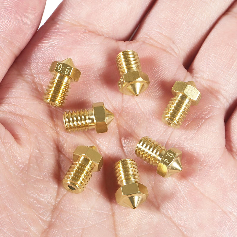 Aokin 16 Pcs Extruder Nozzles 3D Printer Brass Nozzles for E3D V5 V6 0.2mm 0.3mm 0.4mm 0.5mm 0.6mm 0.8mm 1.0mm for 1.75mm Filament 3D Printer 16Pcs mix nozzles