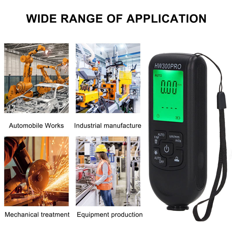 [Australia - AusPower] - Digital Coating Thickness Gauge, Ultra High Precision Probe, Lackmil Thickness Gauge for Measuring Paint Thickness in the Automotive Industry black 