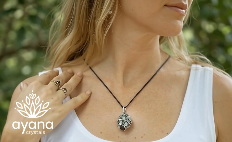 Ayana Wellness Tree Agate Necklace for Women, Healing Crystal Pendant