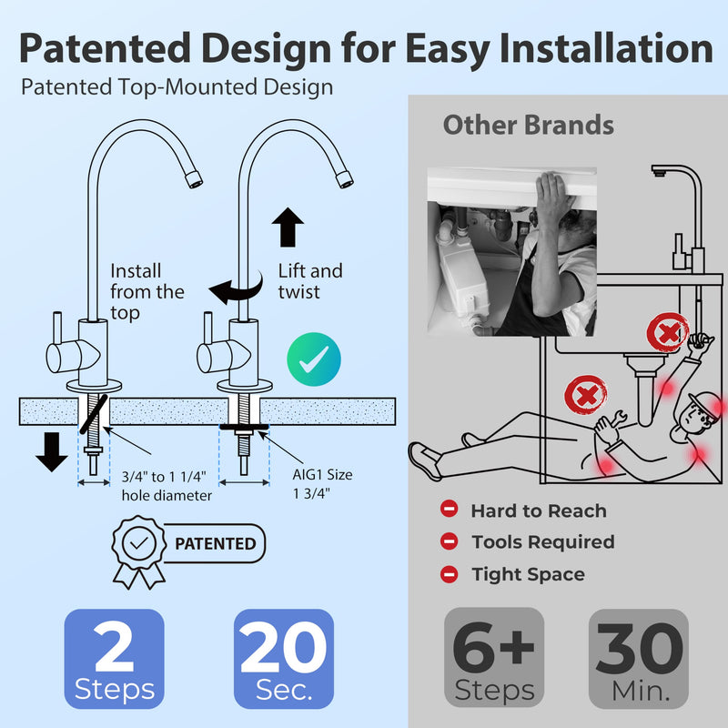 iSpring GK1-ORB Reverse Osmosis Drinking Water Faucet, High Spout RO Faucet for Under Sink Water Filtration Systems Oil Rubbed Black