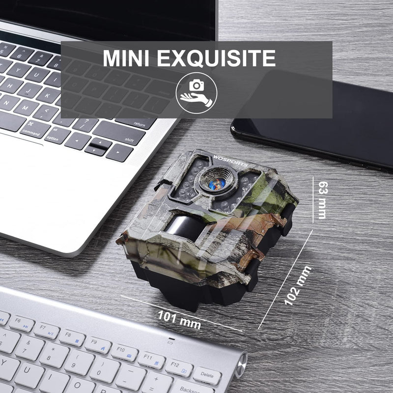 [Australia - AusPower] - WOSPORTS Mini Trail Camera,24MP 1080P HD Game Hunting Camera Motion Activated with IR Night Vision Waterproof Video Cam for Wildlife Scouting Hunting Deer Cam 