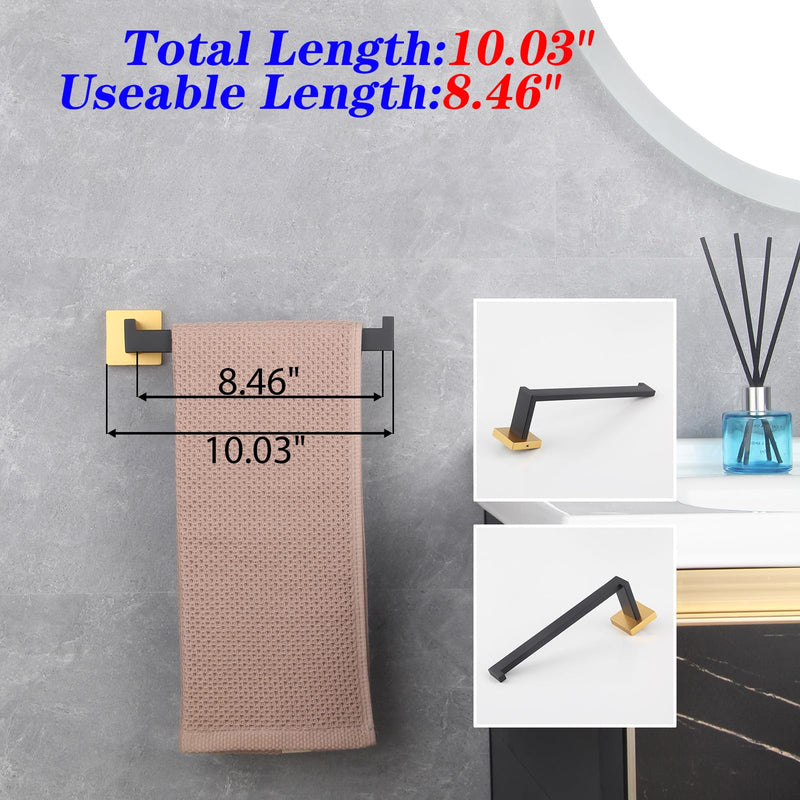 GERZWY Bathroom Hardware Accessories Sets Stainless Steel 2-Pieces - Toilet Paper Holder Towel Ring (Black & Gold) FG1656-2BD Black & Gold