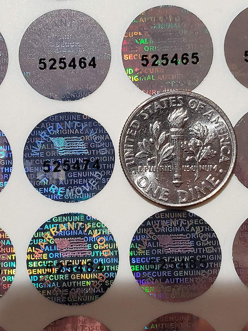 Golden Color 14 MM (0.53 inch) Round with Serial Number Hologram Labels Tamper Evident Stickers Security Void Seals Labels - Dealimax Brand (1000) 1000