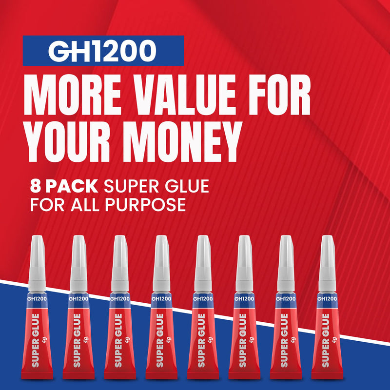[Australia - AusPower] - 4 Gram x 8 Strong Super Glue All Purpose with Anticlog Cap. Super Fast & Strong Adhesive superglue, Cyanoacrylate Glue for Hard Plastics, DIY Crafts and Many More 