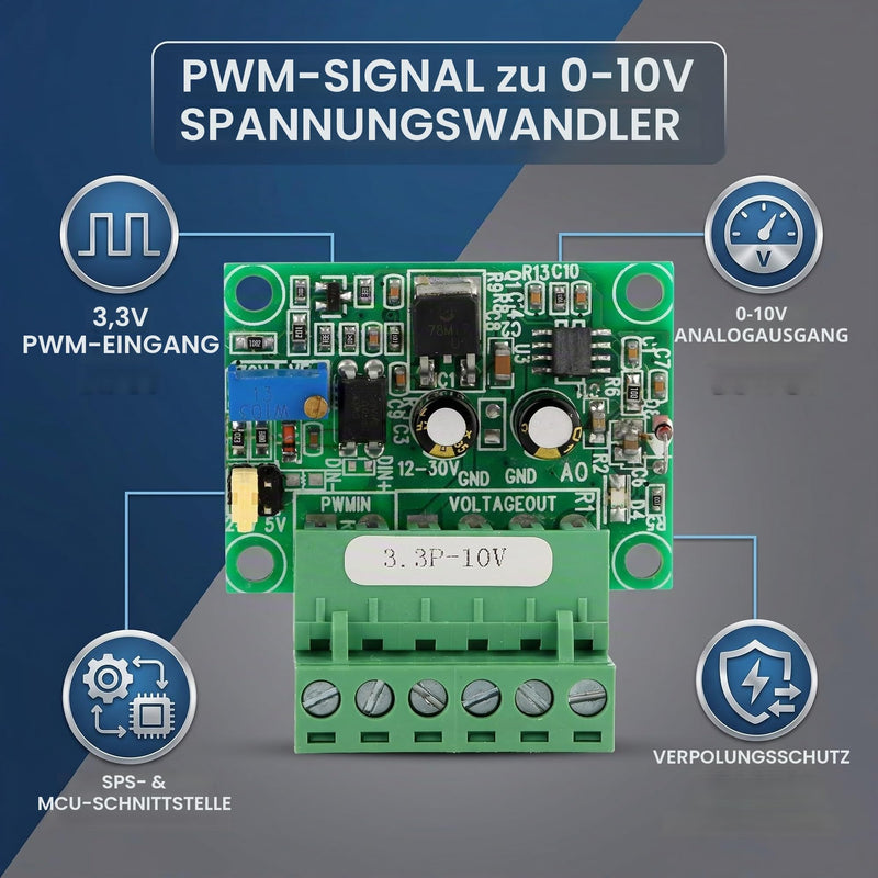Fafeicy 3.3 V PWM to 0-10 VD/A Converter Module for Industrial PLC Control - Digital-Analog Converter for Signal Conversion in Industry, with Reverse Polarity Protection Function