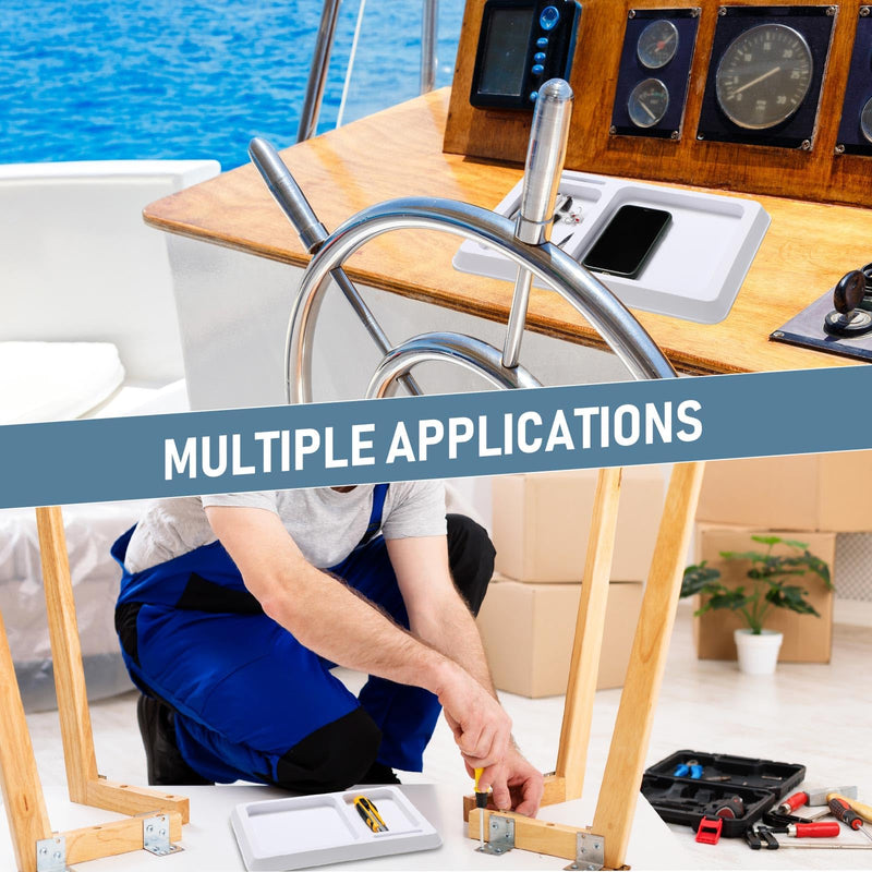 Fulmoon 2 Pcs EVA Foam Boat Dash Pad 2 Compartment Cell Phone Boat Dash Accessory Boat Phone Holder Adhesive Backing Boat Dash Organizer for Sea Marine Fishing Boating Center Deck Tool Accessories White