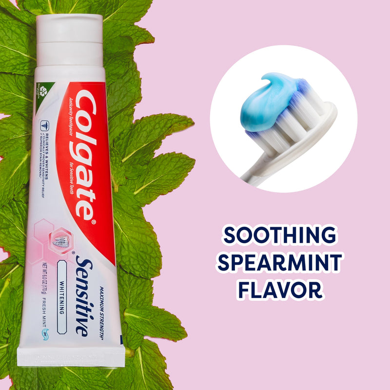 [Australia - AusPower] - Colgate Whitening Toothpaste for Sensitive Teeth, Enamel Repair and Cavity Protection, Fresh Mint Gel, 6 Oz (Pack of 3) 6 Ounce (Pack of 3) 
