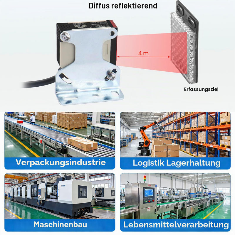 Heschen Photoelectric Switch, E3JK-R4M1, AC90-250V, Illuminated Type, Detection Distance 4M, with Reflector Plate