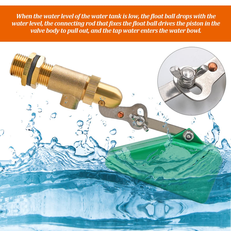 [Australia - AusPower] - 2Pcs Brass Float Valve 1/2 Inch Livestock Water Tank Float Valve with Adjustable Arm for Water Trough Water Float Valve for Automatic Waterer,Aquariums,Ponds,Aquaculture, Hydroponics 