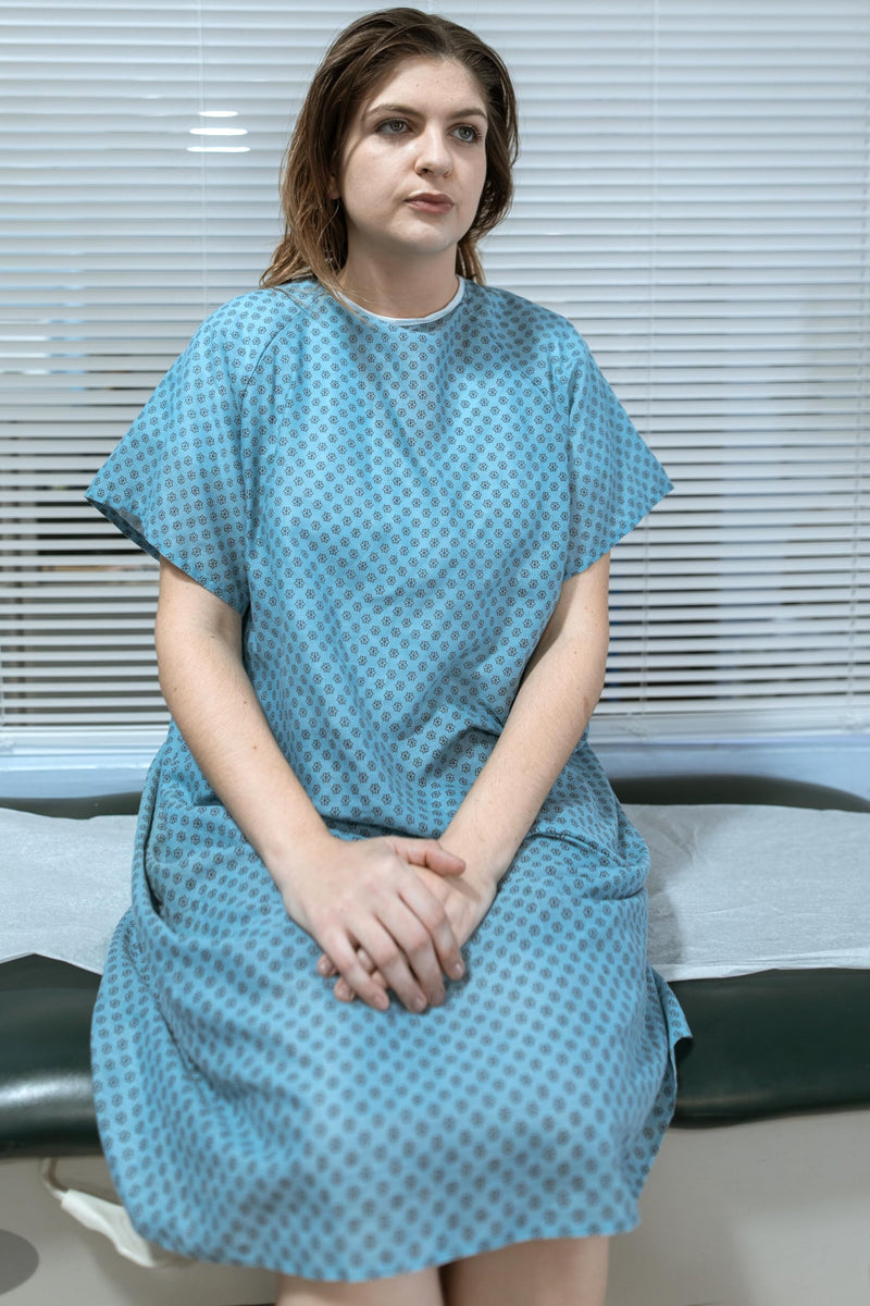 [Australia - AusPower] - 3 Pack - Blue Hospital Gown with Back Tie/Hospital Patient Gown with Ties - One Size Fits All 