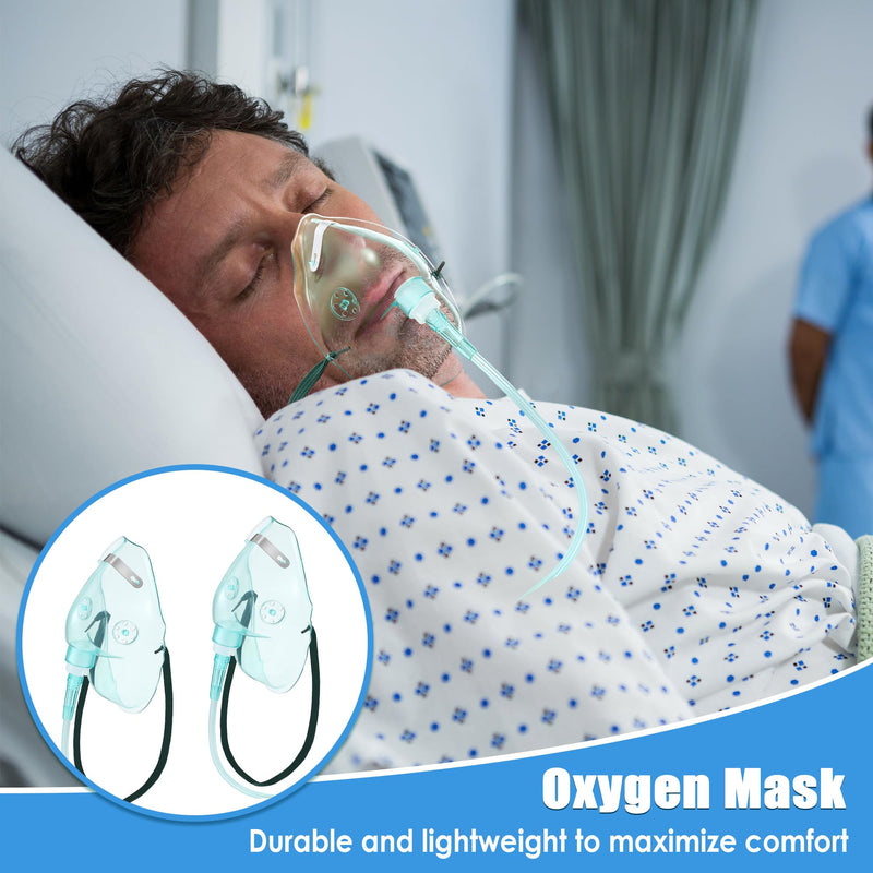 [Australia - AusPower] - Geiserailie 2PCS L Oxygen Mask with 6.6 Ft Tubing and Adjustable Elastic Strap, Adult Oxygen Mask with Tubing, Breathing Masks for Face Adult Size L 