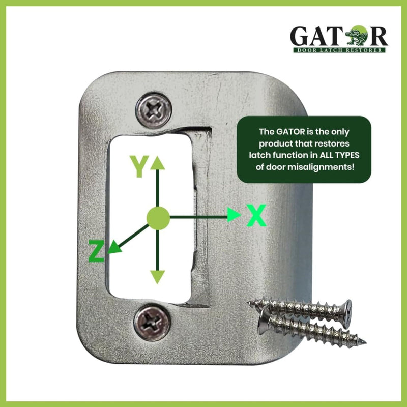 Gator Door Strike Plate with Screws, – 2-1/4" by 1-3/4" Universal Latch Restorer Alloy Steel Lock Hardware for Interior and Exterior Doors, Replacement Door Latch Plate | Satin Nickel 4-Pack