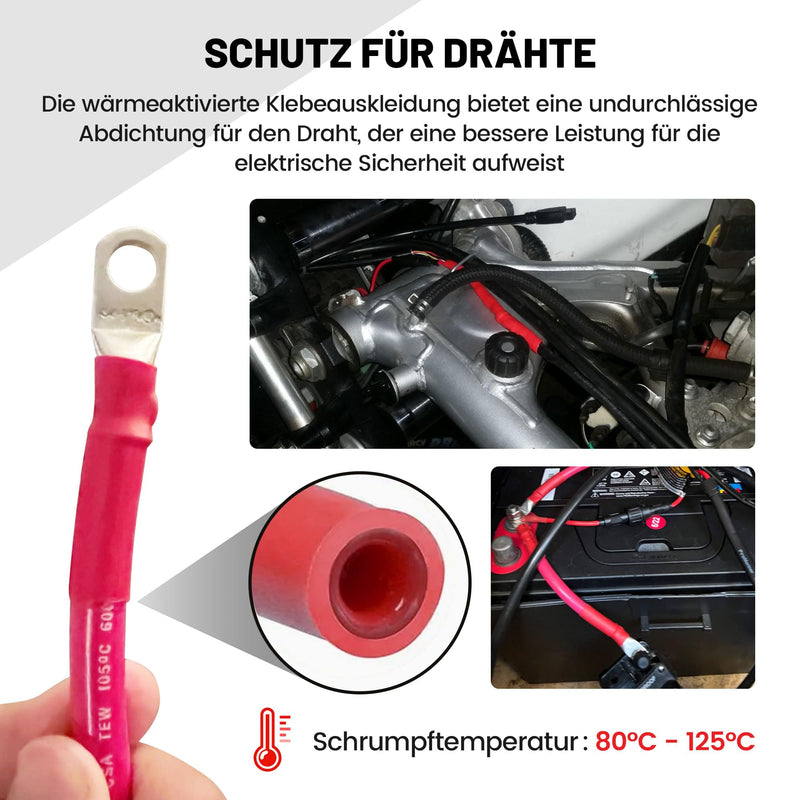 RED WOLF Heat Shrink Tube Set with Adhesive 3:1 Shrink Ratio Double Wall Heat Shrink Tube Waterproof Heat Shrink Tube Red & Black 270 Pieces