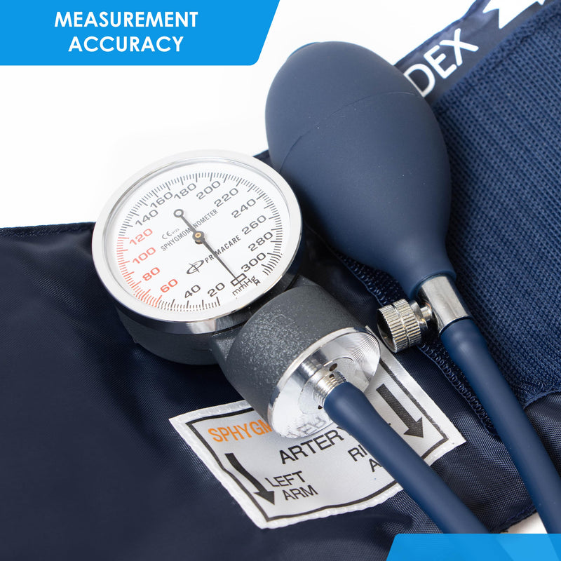 [Australia - AusPower] - PrimaCare Medical Supplies DS-9196 Professional Classic Series XLarge Adult Size Manual Blood Pressure Kit, Long Lasting Latex Inflation System with D-Ring Cuff and Stethoscope, Navy, XLarge Adult 