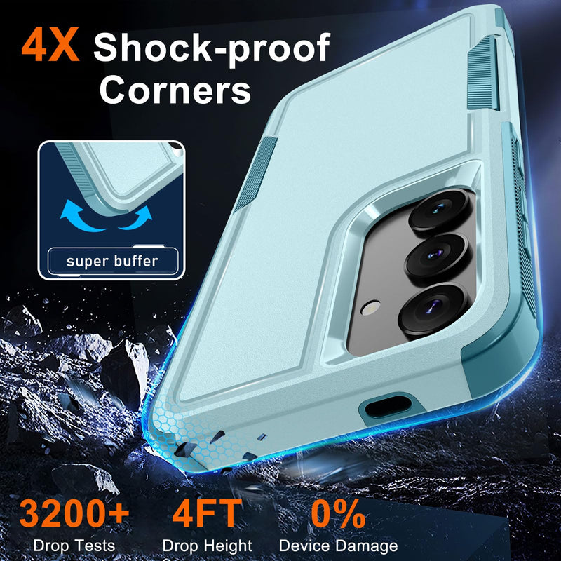 [Australia - AusPower] - for Samsung Galaxy S24 Plus Case, Full Body Heavy Duty Rugged Shockproof Protective Phone Cover with Lanyard Strap, Tempered Glass Screen Protector and Camera Lens Cover, Mint Green Samsung S24 Plus(6.7 inch) 