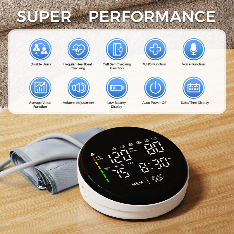 [Australia - AusPower] - Blood Pressure Monitor Upper Arm Automatic Monitors for Home Use Adjustable 8.7"-16.5" Cuff Voice Broadcast Large Backlit Display 240 Sets Memory Sphygmomanometer with Storage Bag Medium 