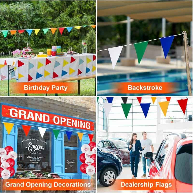 [Australia - AusPower] - Safety Banner Flags, Perimeter Warning Flag Line, For Flagging Construction/Traffic Barrier/Parking Lot/Rooftop/Party & Special Events Multicolor 7" X 10" Pennants On 50' String 50 FT 