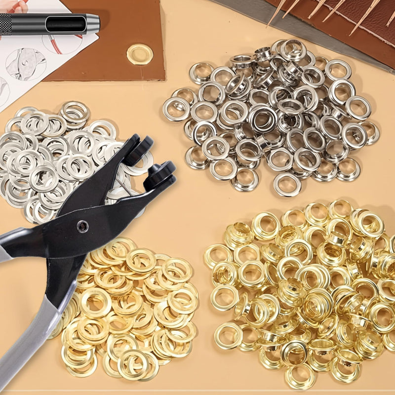 Heavy Duty Grommet Tool Kit - 3/8 Inch Die with 400Pcs of 10MM Grommets, Present Hole Punch, Professional Setting Tool for Leather, Canvas, Tarp, Awning, Plastic & DIY Craft Supplies