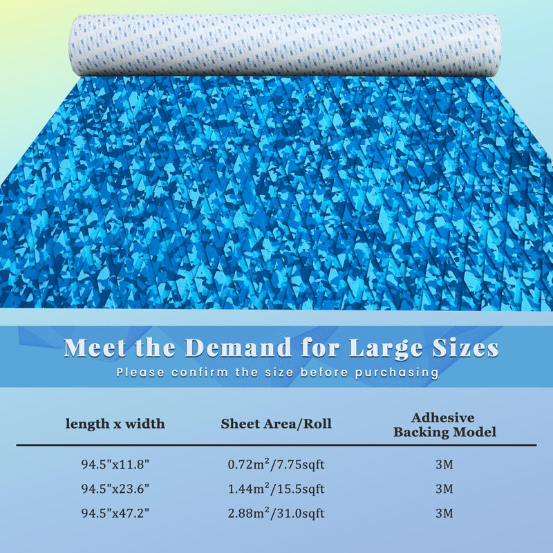 HXBYX Boat Flooring EVA Foam Boat Decking with 3M Adhesive Backing Sea Deck Boat Flooring Self-Adhesive Faux Teak Material Non-Slip Cooler Flooring for Kayak Yacht SwimPool RV 94.5"x 47.2"/23.6"/11.8" Camo Ocean 94.5"x11.8"-7.75sqft