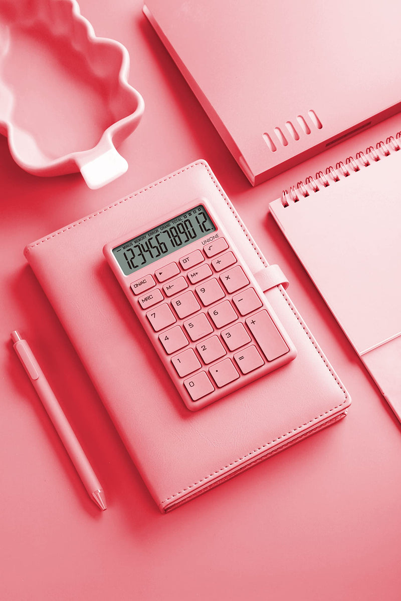 [Australia - AusPower] - Pocket & Desktop Beige Calculator with a Bright LCD, Dual Power Handheld Desktop. Color. Business, Office, High School 