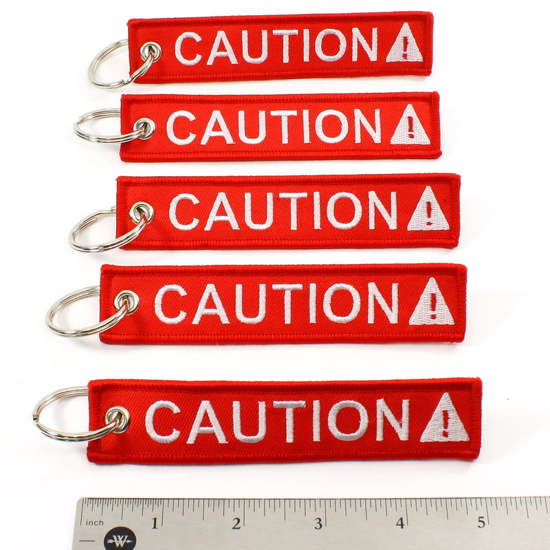 [Australia - AusPower] - CAUTION Key Chain SAFETY Tag Red White SIZE: 1in by 5in QTY: 5 pack - by Rotary13B1 