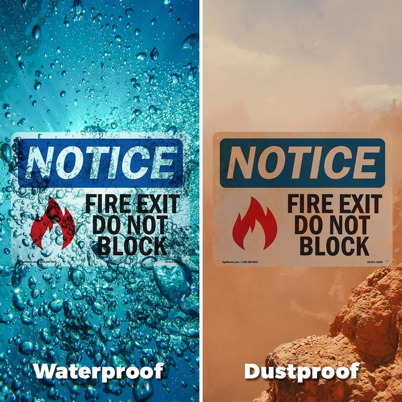 Fire Exit Do Not Block OSHA Notice Aluminum Sign 10 Inch x 7 Inch - 5 Pack 5 Pack of 10" x 7"